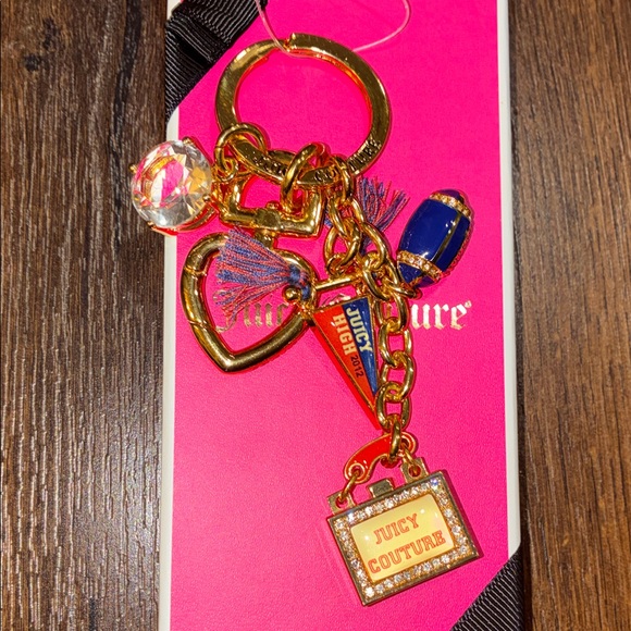 Y2K NEW Juicy Couture VARSITY KEY FOB PURSE BAG Keychain HEART FOOTBALL Charms